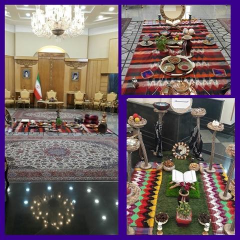 چیدن سفره هفت سین ایلام در پاویون ویژه تشریفات ریاست جمهوری فرودگاه تهران چیدن سفره هفت سین ایلام در پاویون ویژه تشریفات ریاست جمهوری فرودگاه تهران